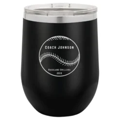 Baseball Coach S Black Insulated Stemless Wine Glass