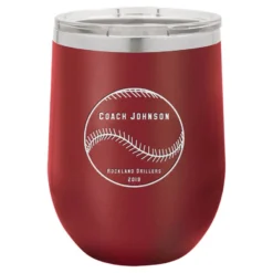 Baseball Coach S Maroon Insulated Stemless Wine Glass