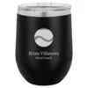 Baseball Themed 12 Ounce Black Personalized Stemless Wine Glass