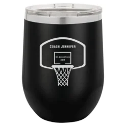 Basketball Coach S Black Insulated Stemless Wine Glass