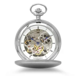 Engraved Stainless Steel Charles Hubert Pocket Watch & Chain #3780-W