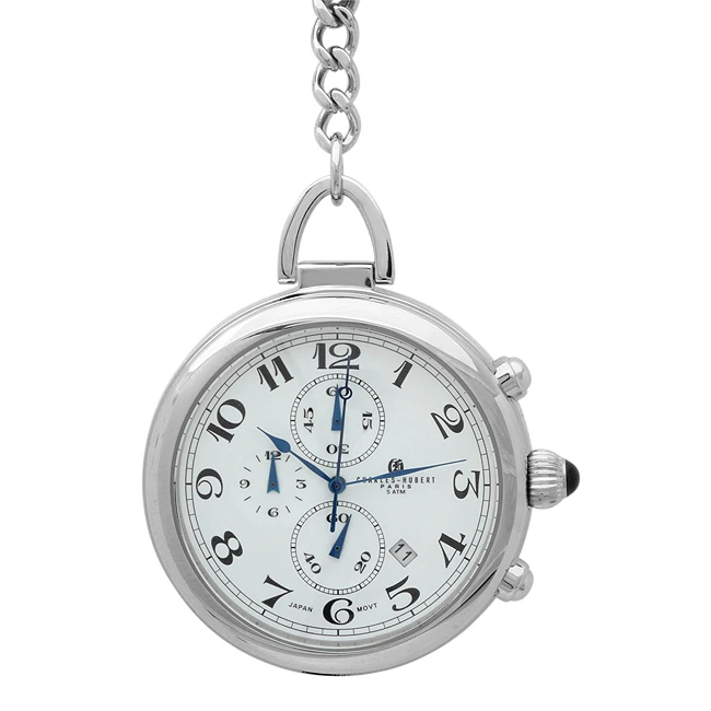 Chronograph Quartz Charles Hubert Pocket Watch & Chain #3571 1 Chronograph Quartz Charles Hubert Pocket Watch & Chain #3571