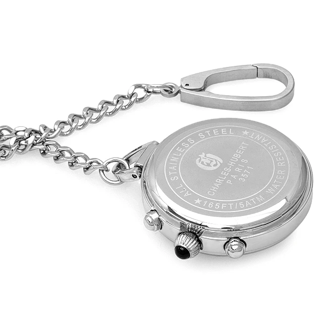 Chronograph Quartz Charles Hubert Pocket Watch & Chain #3571 2 Chronograph Quartz Charles Hubert Pocket Watch & Chain #3571 - Image 2