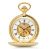Dual Opening Gold Mechanical Charles Hubert Pocket Watch & Chain #3575-G