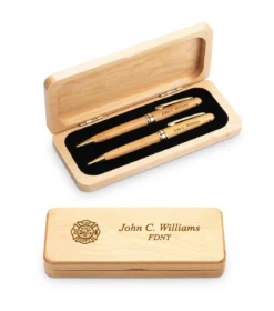 Elegance Collection Maple Wood Personalized Pen & Pencil Set For Firefighters