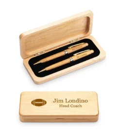 Elegance Collection Maple Wood Personalized Pen & Pencil Set For Football