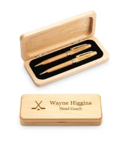 Elegance Collection Maple Wood Personalized Pen & Pencil Set For Hockey