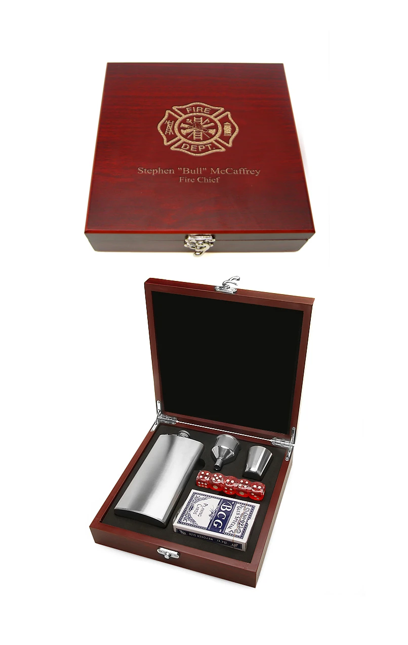 Firefighter S Engraved Flask & Gaming Set 1 Firefighter S Engraved Flask & Gaming Set