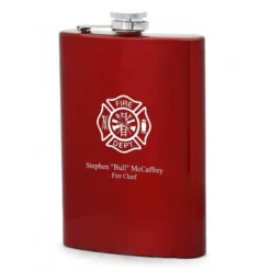 Fire Department Personalized Red Flask