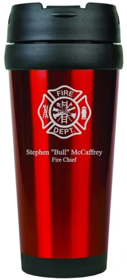 Firefighter S Personalized Red Travel Coffee Mug