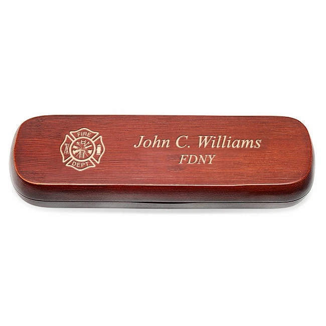 Firefighter S Shield Laser Engraved Cherrywood Double Pen And Box Set 2 Firefighter S Shield Laser Engraved Cherrywood Double Pen And Box Set - Image 2