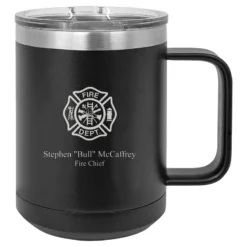Firefighter S Shield Personalized Black Insulated Polar Camel Coffee Mugp