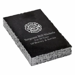 Firefighter S Shield Personalized Black Marble Paperweig`