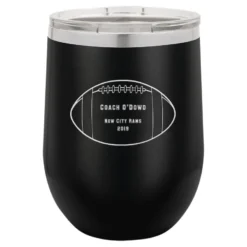 Football Coach S Black Insulated Stemless Wine Glass
