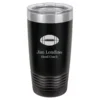 Football Themed 20 Ounce Personalized Black Travel Mug
