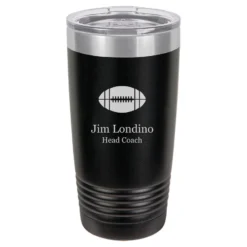Football Themed 20 Ounce Personalized Black Travel Mug