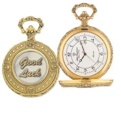 Good Luck Themed Quartz Pocket Watch With Matching Chain By Jules Jurgensen