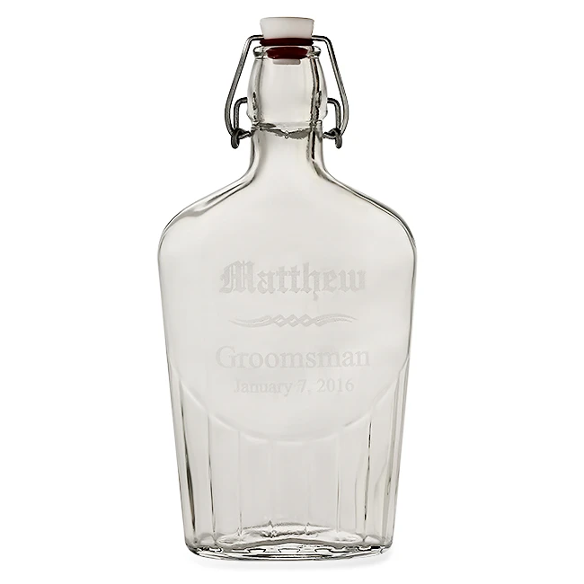 Groomsman S Personalized Large Vintage Glass Flask 1 Groomsman S Personalized Large Vintage Glass Flask