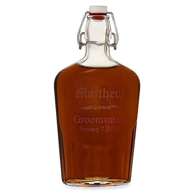 Groomsman S Personalized Large Vintage Glass Flask 2 Groomsman S Personalized Large Vintage Glass Flask - Image 2