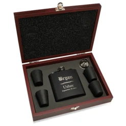 Groomsman S Personalized Black Flask WitP