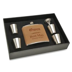 Groomsman S Personalized Leather Flask Set