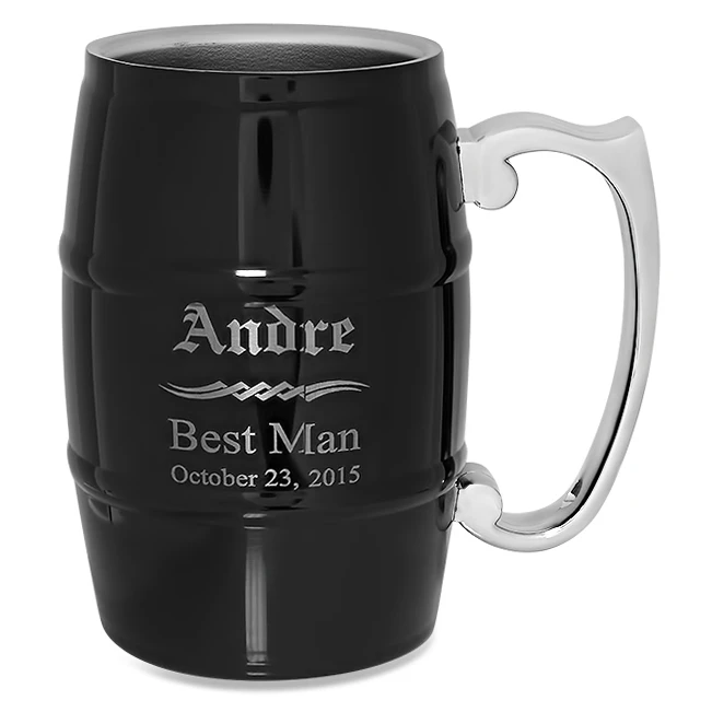 Groomsmen Gift Steel Barrel Beer Mug - Black 1 Groomsmen Gift Steel Barrel Beer Mug - Black