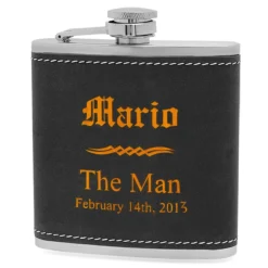 Groomsmen Gifts Black & Orange Flask