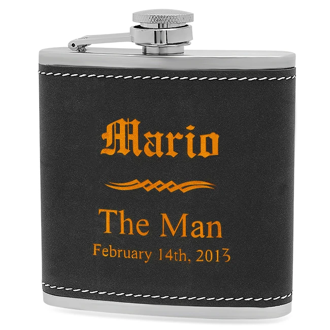Groomsmen Gifts Black & Orange Flask 1 Groomsmen Gifts Black & Orange Flask