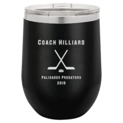 Hockey Coach S Black Insulated Stemless Wine Glass