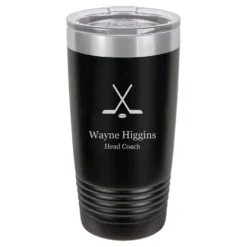 Hockey Themed 20 Ounce Personalized Black Travel Mug