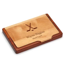 Hockey Themed Engraved Business Card Holder