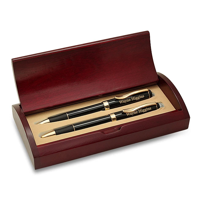 Hockey Themed Laser Engraed Pen & Pencil Set With Wood Box 3 Hockey Themed Laser Engraed Pen & Pencil Set With Wood Box - Image 3