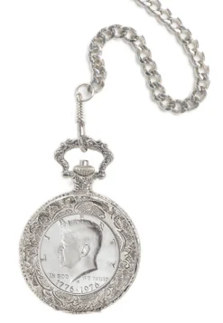 JFK Bicentennial Half Dollar Pocket Watch & Chain