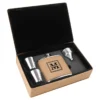 Light Brown & Black Split Monogrammed Flask Set