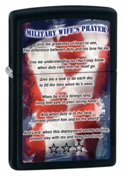 Military Wife S Prayer Black Matte Zippo Lighter - ID# 2`