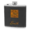 Monogrammed Black & Orange Flask