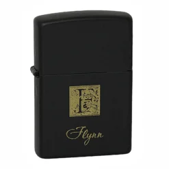 Last Name Monogram Black Matte Zippo Lighter