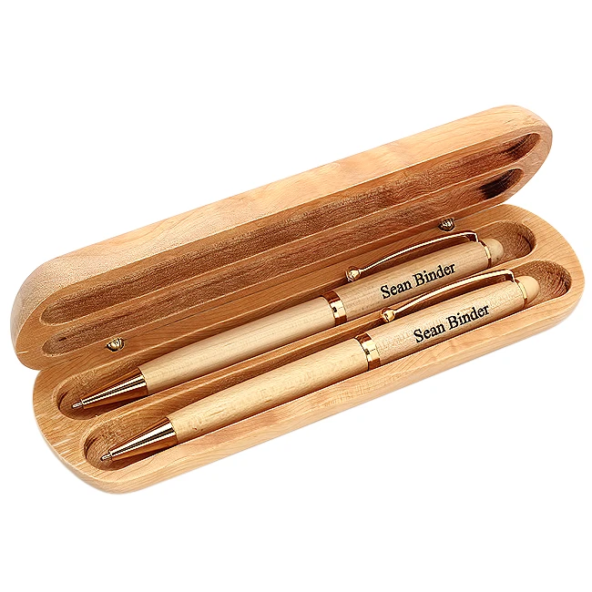 Monogram Maple Wood Double Pen And Box Set 2 Monogram Maple Wood Double Pen And Box Set - Image 2