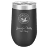 Navy Emblem 16 Ounce Black Insulated Stemless Wine Glass