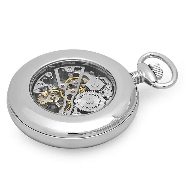 Open Face Mechanical Charles Hubert Pocket Watch & Chain #3673 2 Open Face Mechanical Charles Hubert Pocket Watch & Chain #3673 - Image 2