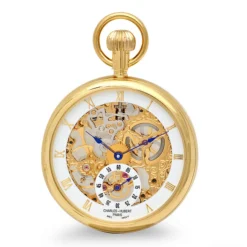 Open Face Gold Charles Hubert Pocket Watch And Chain #3566