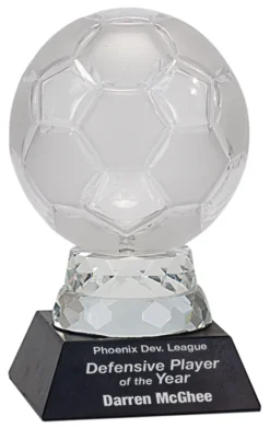 Personalized Crystal Soccer Award