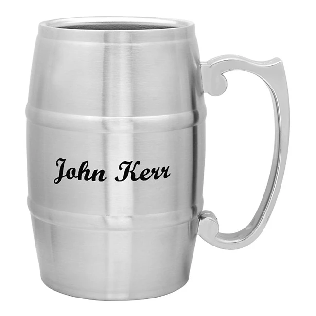 Personalized Stainless Steel Beer Barrel Mug 1 Personalized Stainless Steel Beer Barrel Mug