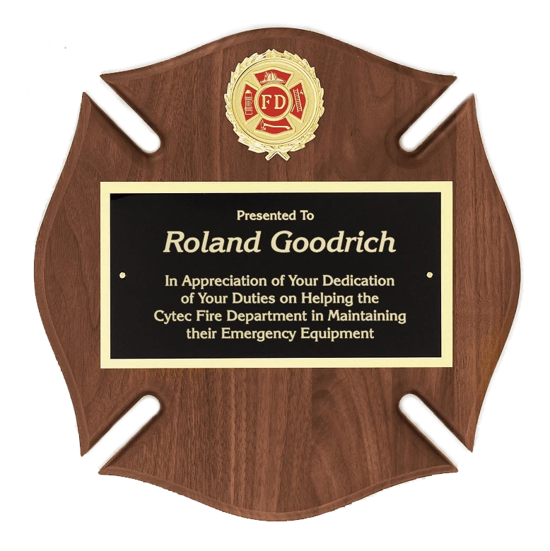 Personalized Walnut Maltese Cross Firefighter S Plaque 1 Personalized Walnut Maltese Cross Firefighter S Plaque