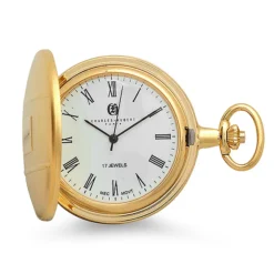 Gold Mechanical Engravable Charles Hubert Pocket Watch & Chain #3840