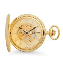 Gold Mechanical Charles Hubert Pocket Watch & Chain #386`