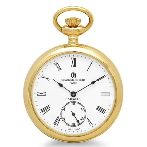 Gold Mechanical Charles Hubert Pocket Watch & Matching Chain #3756-GR -Deals Zippo Gifts Store polished gold mechanical pocket watch matching chain by charles hubert 3756 gr 68