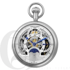 Gold Open Face Mechanical Charles Hubert Pocket Watch & Chain #3816-W