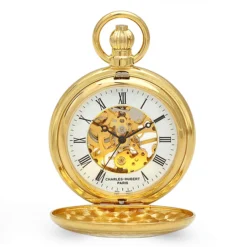 Gold Charles Hubert Mechanical Pocket Watch & Chain #3527