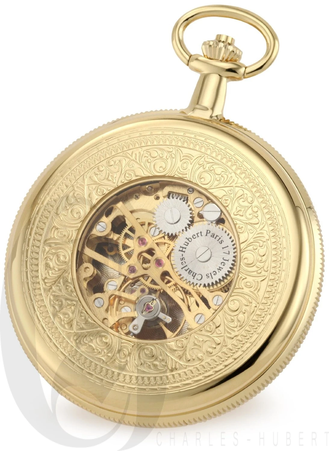 Gold Charles Hubert Mechanical Pocket Watch & Chain #3909-G 2 Gold Charles Hubert Mechanical Pocket Watch & Chain #3909-G - Image 2